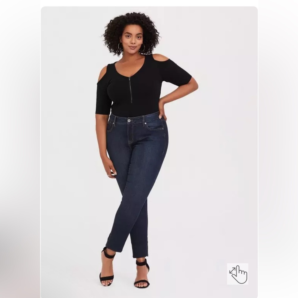 Foxy V-Neck Zip-Front Cold Shoulder Top